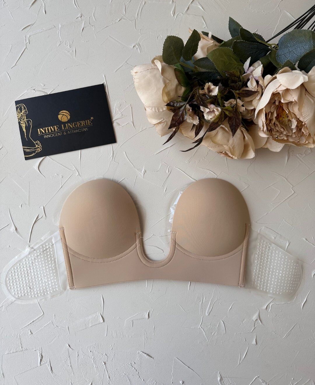 Intive Göğüs ve Sırt Dekolte Kıyafetler İçin Balenli Hayalet Push-up Büstiyer Sütyen Ten Rengi - S