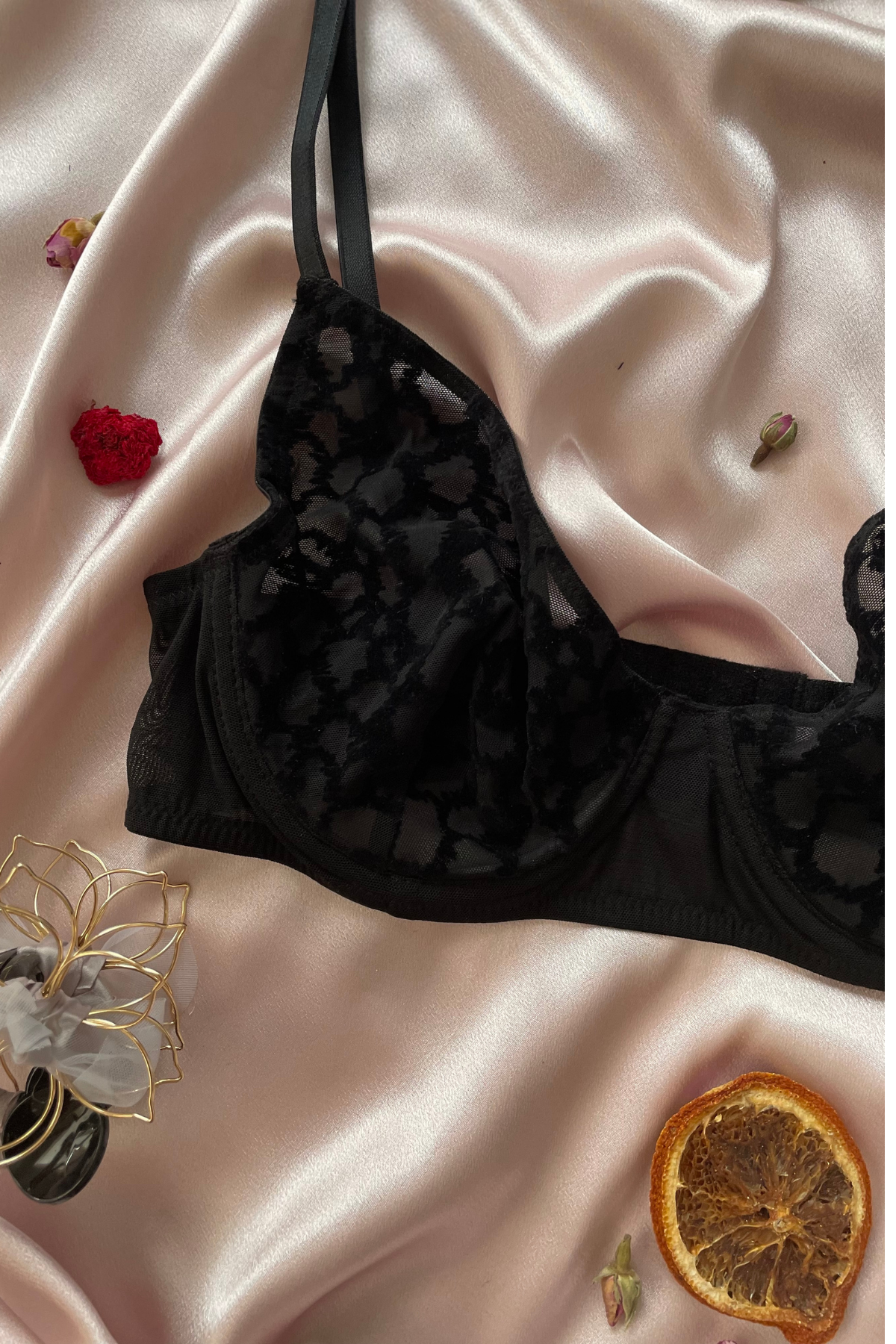 Kadın Siyah Leopar Desenli Balenli Transparan detaylı Günlük Kullanım Sütyen-Isla Siyah - 85