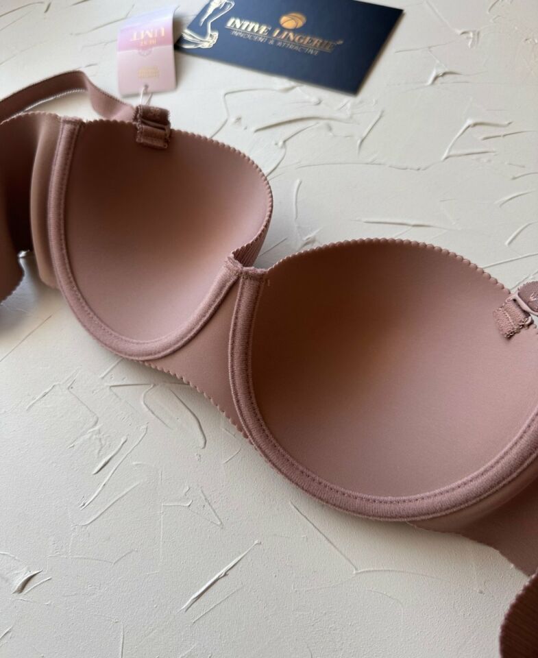 Samanta Balenli Desteksiz Lazer Kesim Parlak Kumaşlı İthal Sütyen -42 Bej - 85B