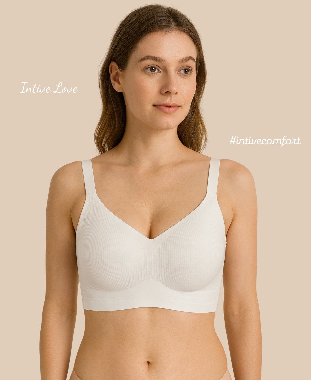 Intive PureForm Balensiz Dikişsiz Kopçasız Dokulu Seamless Bralet Sütyen (5 Renk) Ekru - M/L