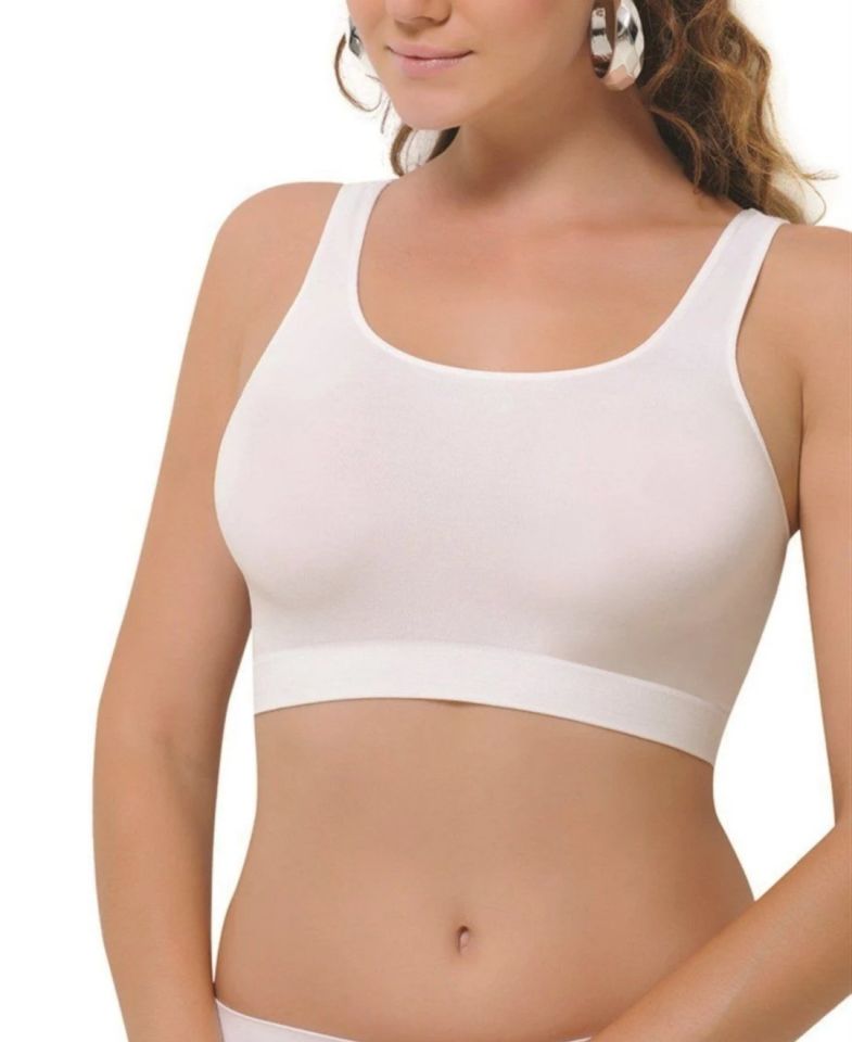 NBB Dikişsiz Seamless Kalın Askılı Desteksiz Balensiz Sütyen/Büstiyer-2410 Beyaz - L