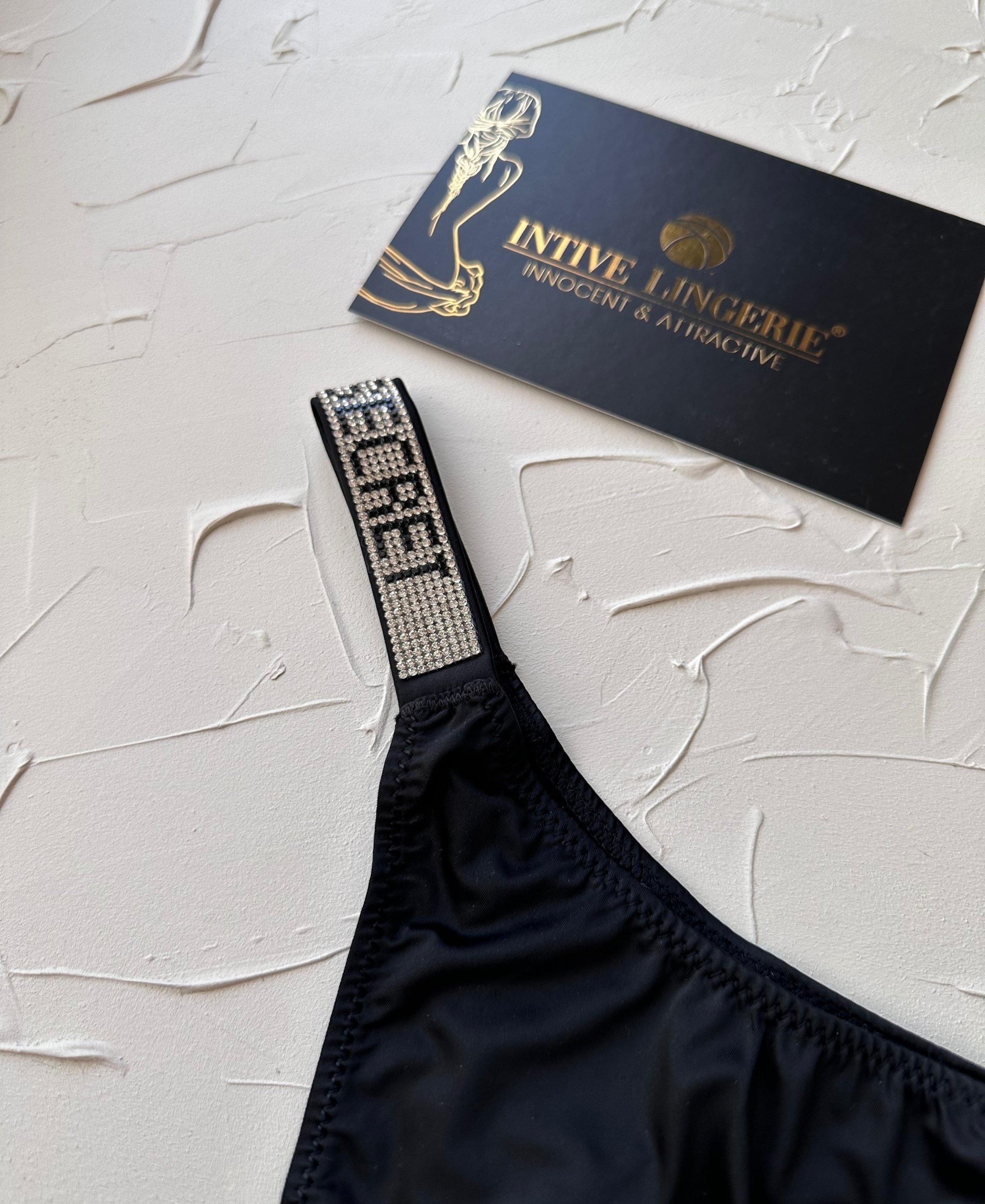 Doja Yoğun Taşlı Love Secret Yazılı Ağı Pamuklu İthal Saten Tanga Siyah - L