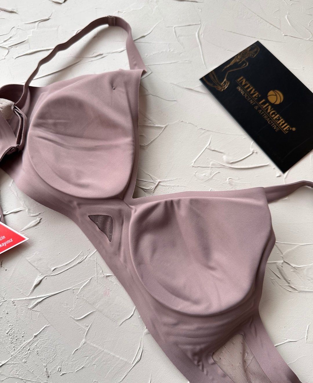 Eleanor Önü ve Yanı Dantel Detaylı Dikişsiz Lazer Kesim İnce Askılı V Yaka Hafif Destekli Sütyen Vizon - 80B