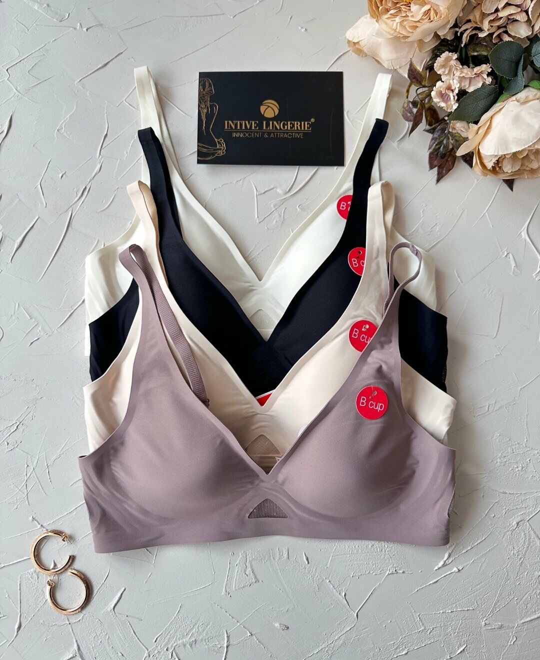 Eleanor Önü ve Yanı Dantel Detaylı Dikişsiz Lazer Kesim İnce Askılı V Yaka Hafif Destekli Sütyen Vizon - 80B