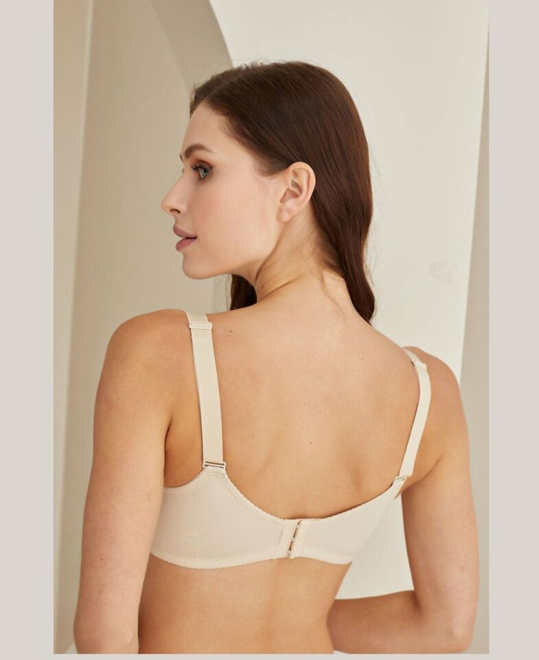 Dantelli Minimizer Toparlayıcı Büyük Beden Kalın Askılı Balenli Desteksiz Sütyen Ten Rengi - 85