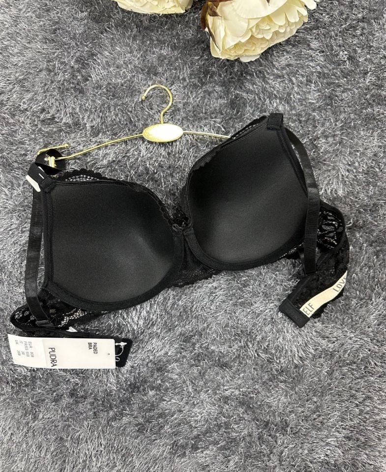 -Love myself- Yazılı Balenli Dantelli Desteksiz B-C Cup Uyumlu Sütyen (Gri,Siyah,Pudra) Pudra  - 85