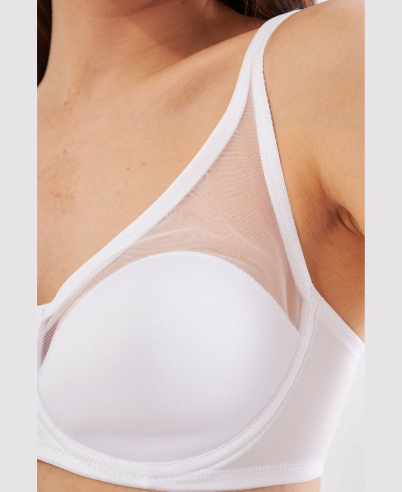 Le Jardin Linda Tül Detaylı Toparlayıcı İnce Soft Cup Sütyen (B-C CUP) -9200 Beyaz - 95C