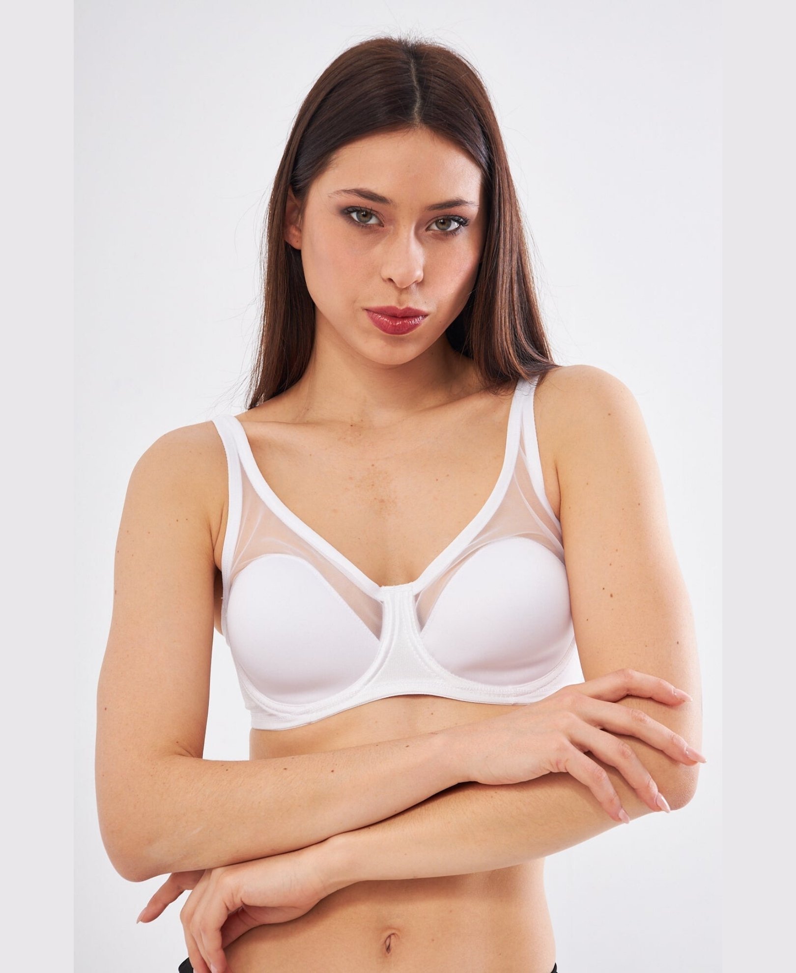 Le Jardin Linda Tül Detaylı Toparlayıcı İnce Soft Cup Sütyen (B-C CUP) -9200 Beyaz - 95C