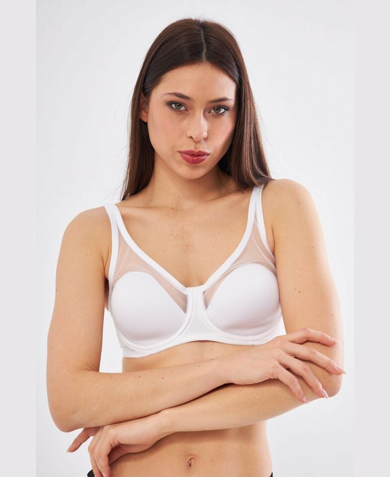 Le Jardin Linda Tül Detaylı Toparlayıcı İnce Soft Cup Sütyen (B-C CUP) -9200 Beyaz - 95C