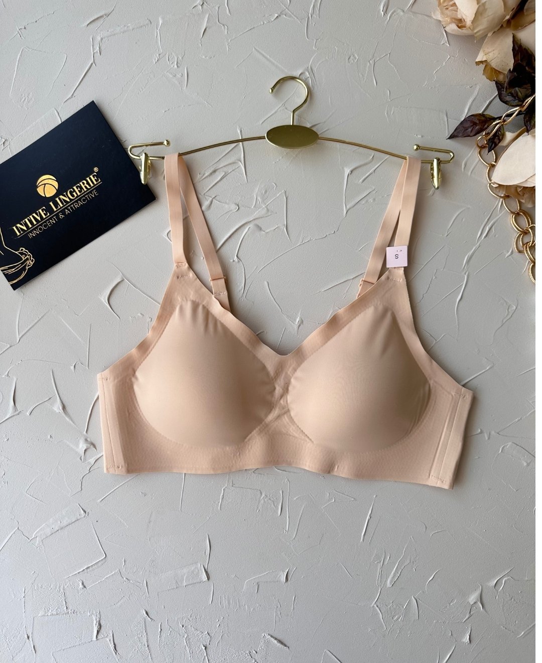 Carma İthal Balensiz Dikişsiz İce-Silk Yarı Push-up İnce Askılı Sütyen Bej - S