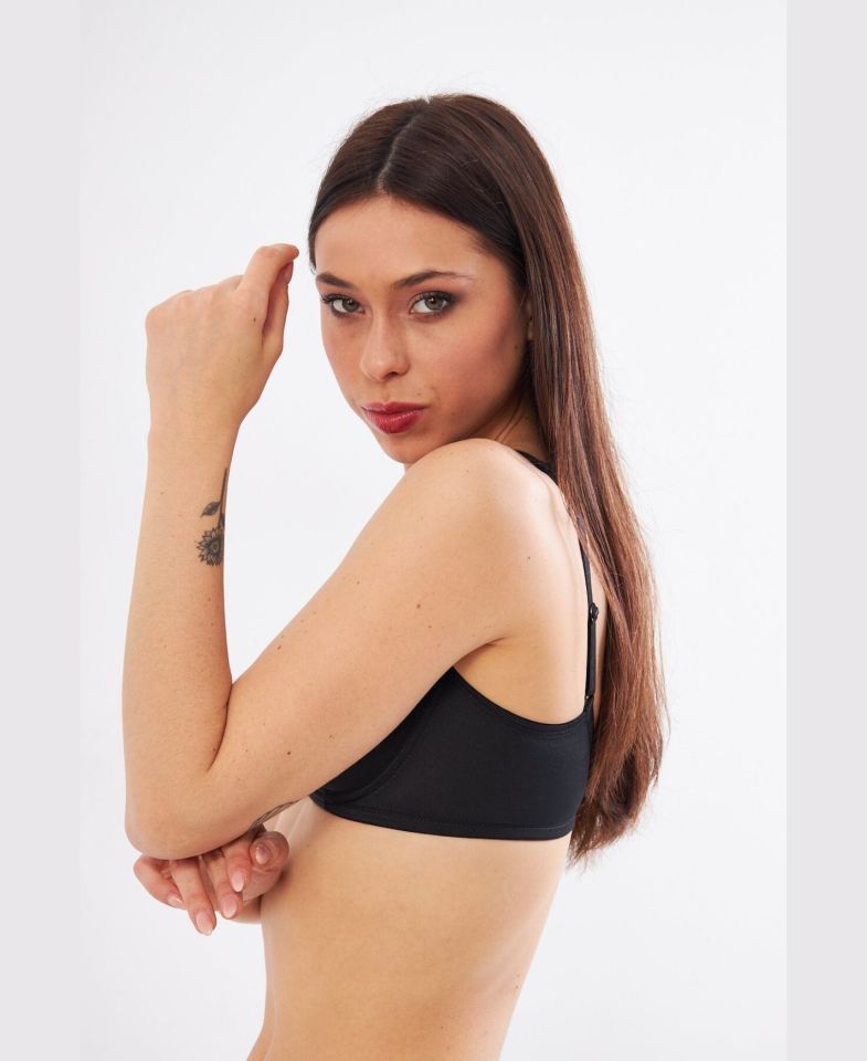 Le Jardin Linda Tül Detaylı Toparlayıcı İnce Soft Cup Sütyen (B-C CUP) -9200 Siyah - 95C