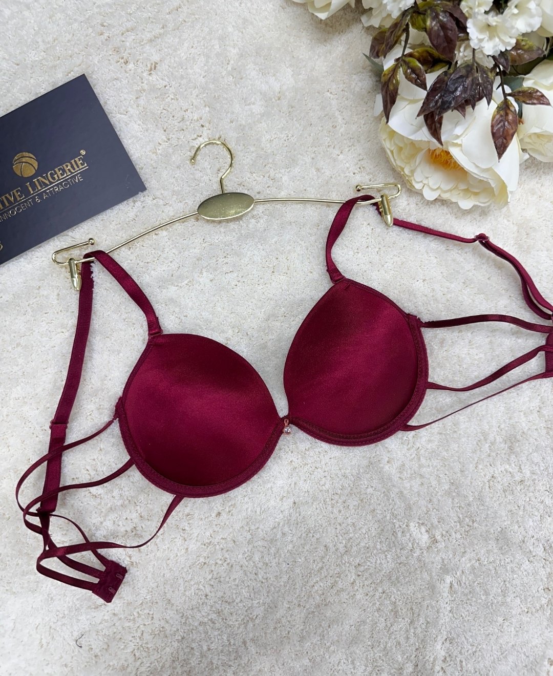 Le Jardin Valeria Biyeli Taşlı Mikro Push-up Arkası İp Detaylı Sütyen - 7007 Beyaz - 90B