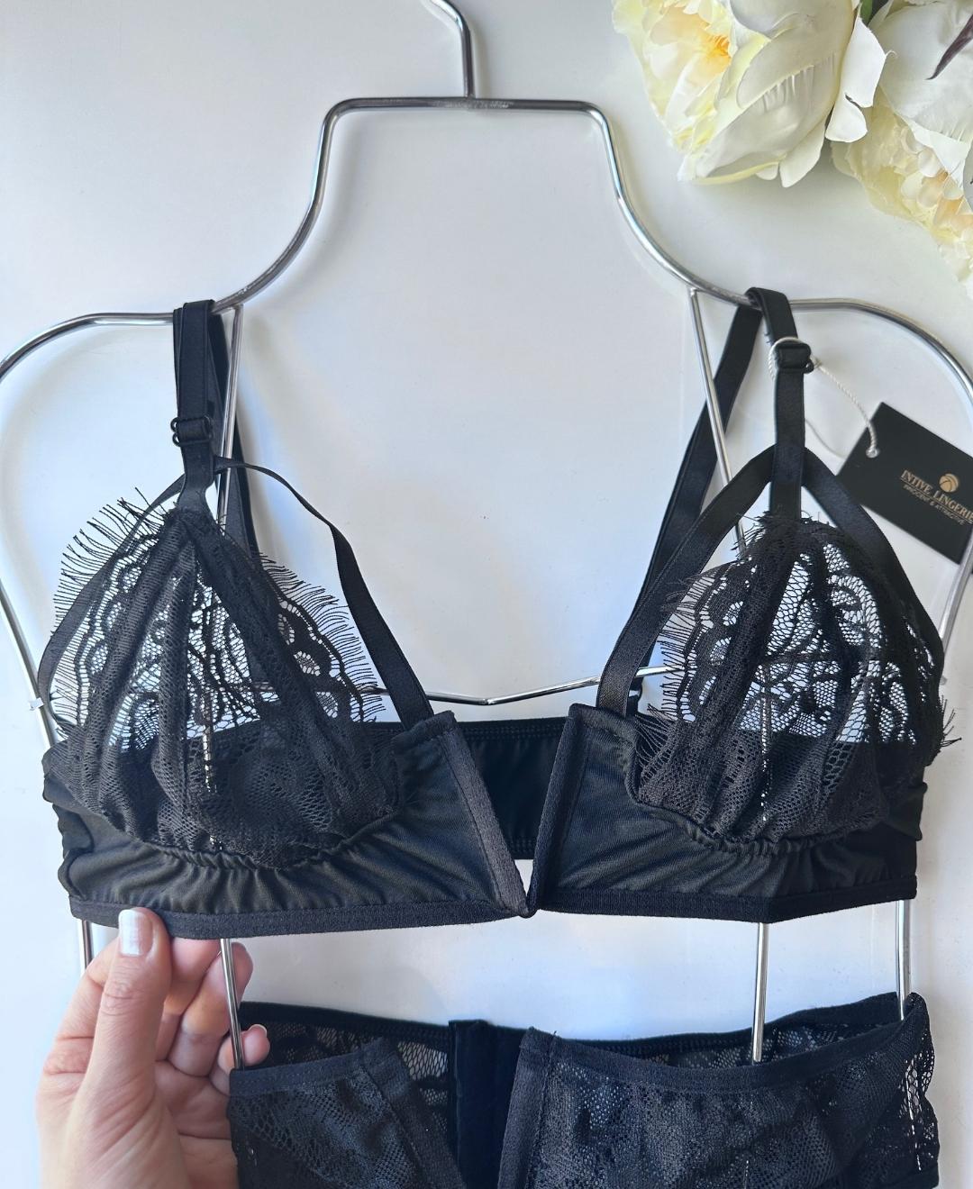 V Yaka Sütyenli Siyah Fantazi Dantel Jartiyer Takım- 8277 Siyah - XL