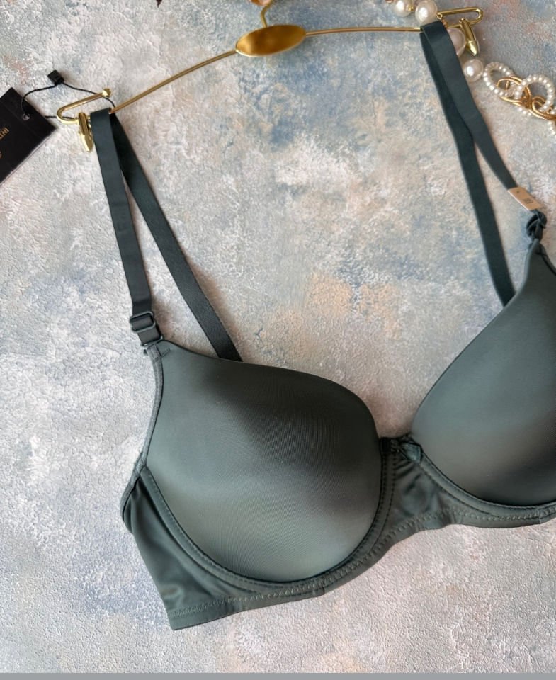 Günlük Kullanım Mikro Saten Balenli Boş Cup Parlak Kumaşlı Sütyen -118 Yeşil - 95B