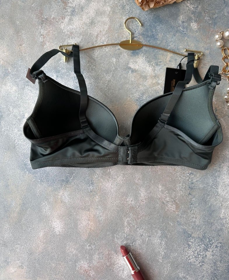 Günlük Kullanım Mikro Saten Balenli Boş Cup Parlak Kumaşlı Sütyen -118 Yeşil - 95B