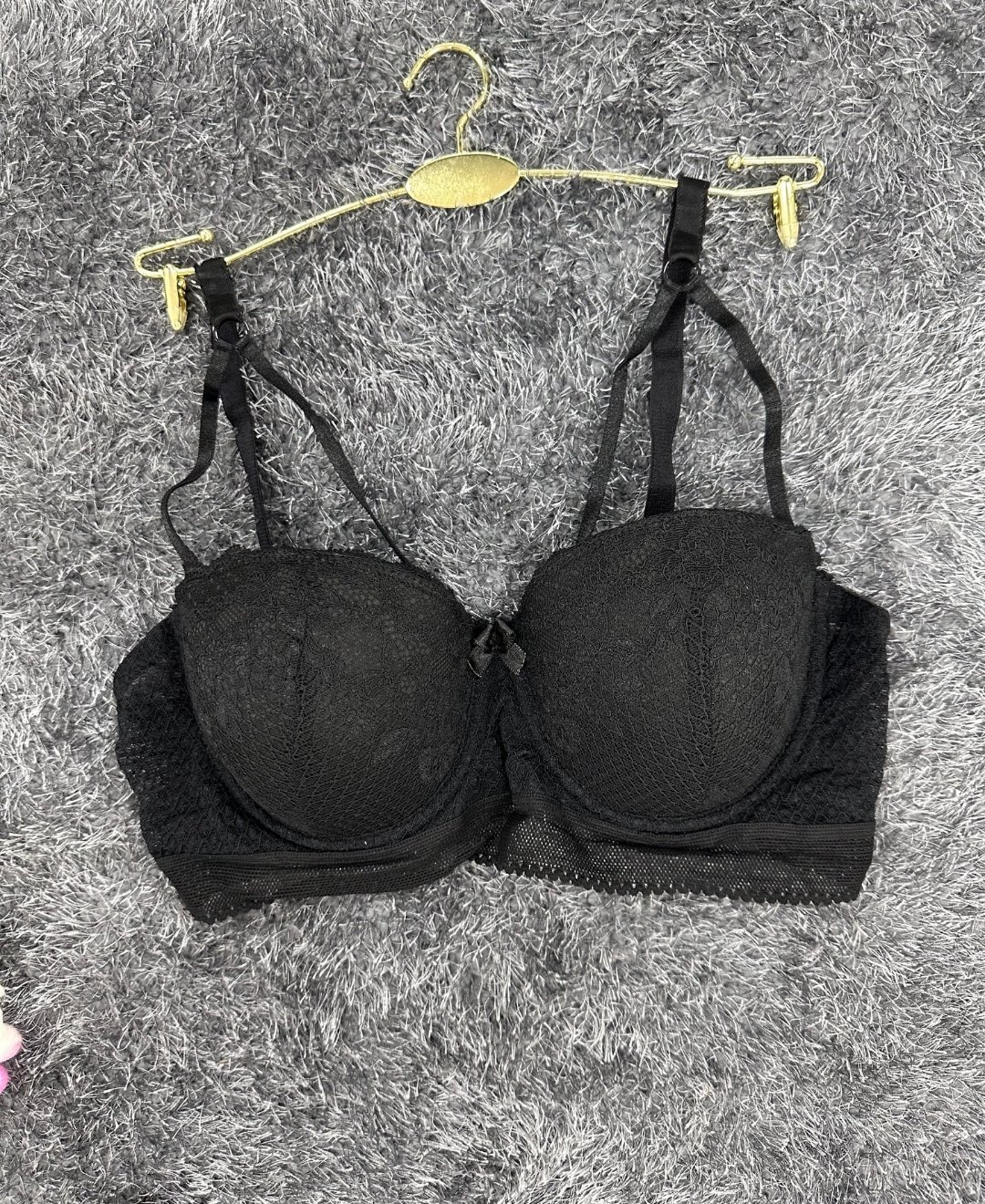 Yumuşak Dantelli Balenli Önü Şerit Detaylı Boş Cup Günlük Sütyen -22112 Siyah - 85