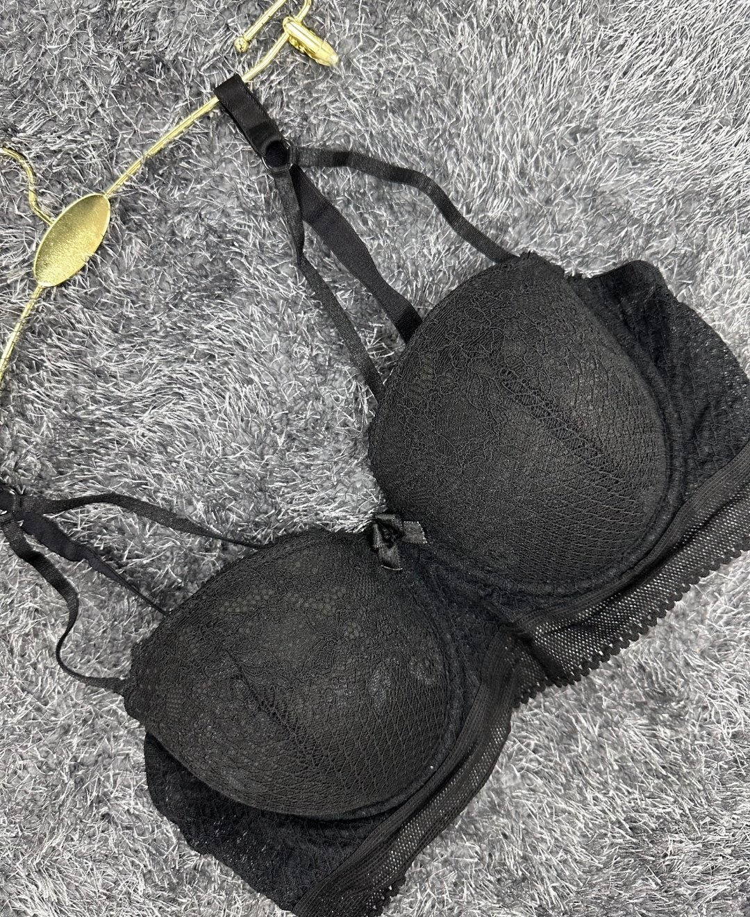 Yumuşak Dantelli Balenli Önü Şerit Detaylı Boş Cup Günlük Sütyen -22112 Siyah - 85