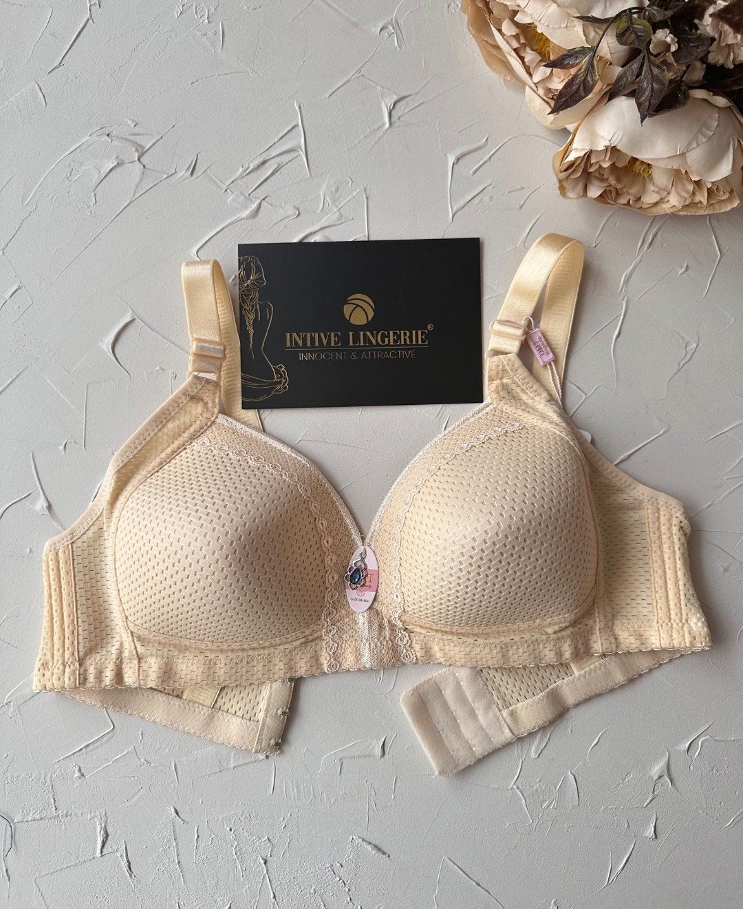 Maria Balensiz Delikli Nefes Alan Aksesuarlı Yandan Destekli Kalın Askılı C Cup Toparlayıcı Sütyen Krem - 95C