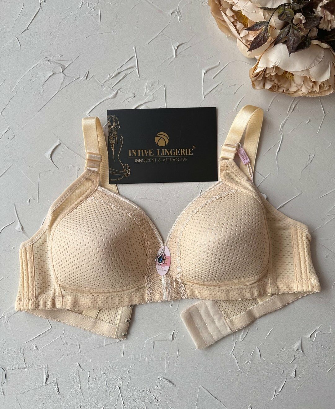 Maria Balensiz Delikli Nefes Alan Aksesuarlı Yandan Destekli Kalın Askılı C Cup Toparlayıcı Sütyen Krem - 100C