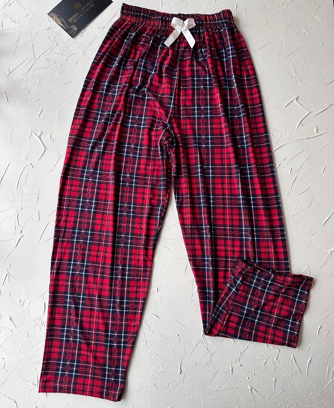 Lindros Kırmızı Siyah Ekose Desen Geniş Beden Seçenekli Kadife Pamuk Pijama Altı (S-4XL) Ekose - 3XL