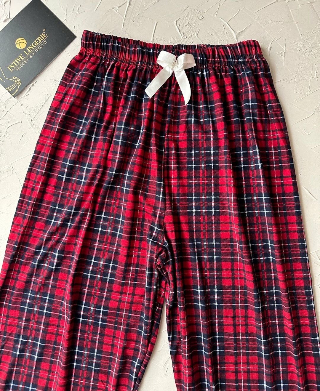 Lindros Kırmızı Siyah Ekose Desen Geniş Beden Seçenekli Kadife Pamuk Pijama Altı (S-4XL) Ekose - 3XL