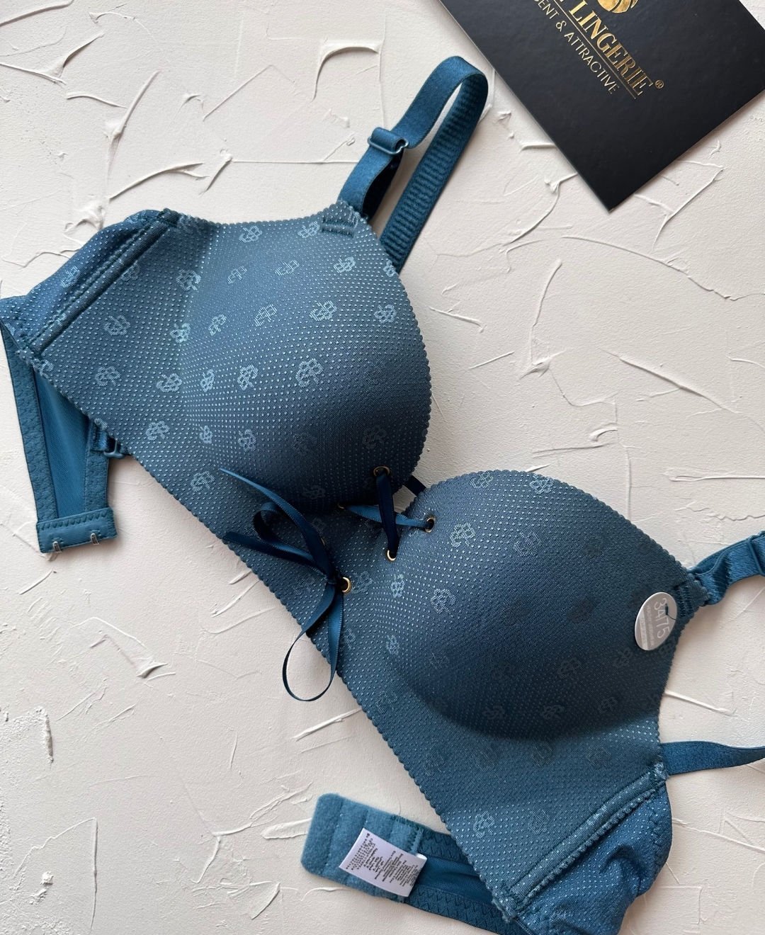 Alice İthal Balensiz Push-up Çiçek Desenli Önden Kurdeleli Sütyen Siyah - 80B