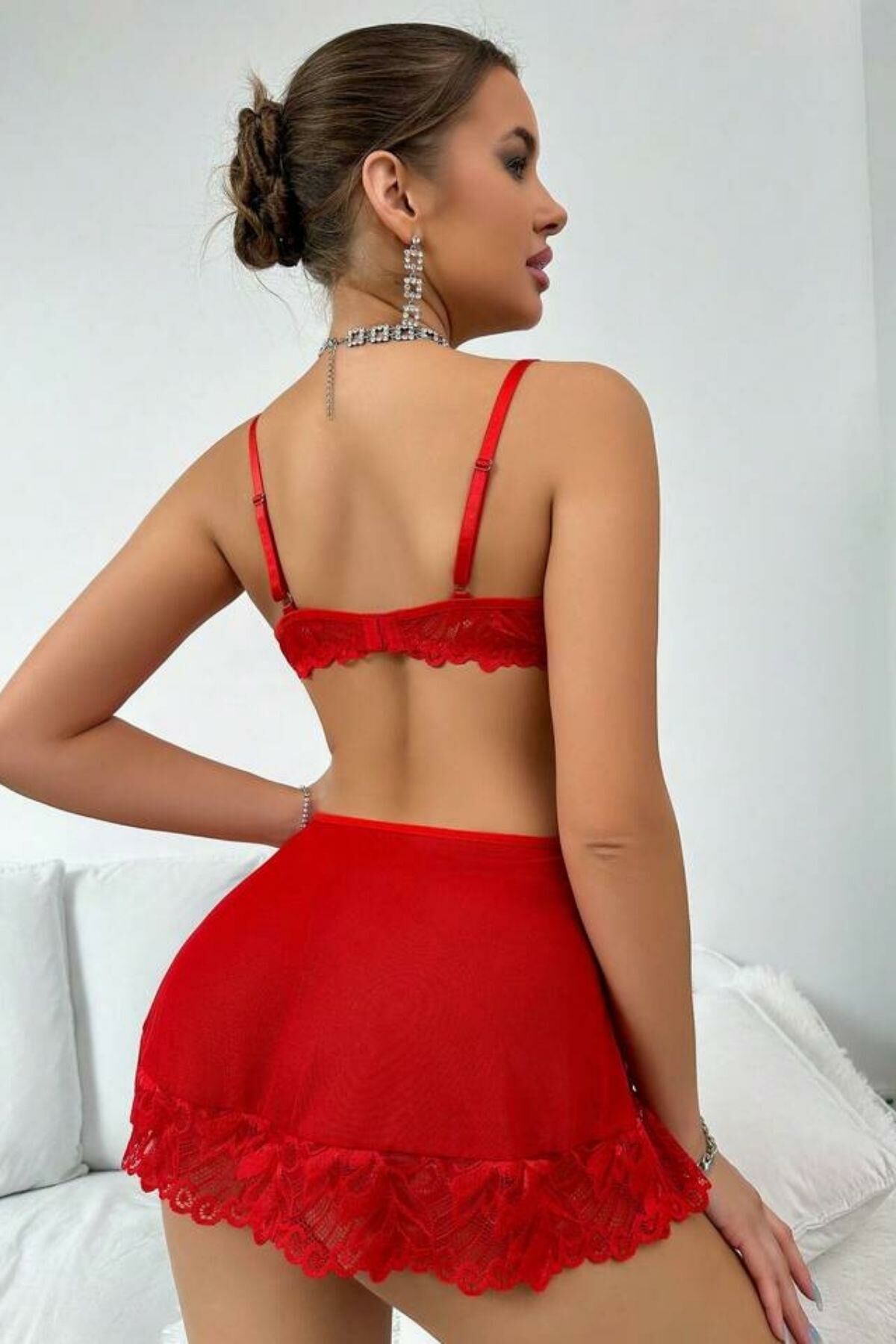YNT Kırmızı  Valentine's Tasarım Gecelik 18511 Kırmızı - L/XL
