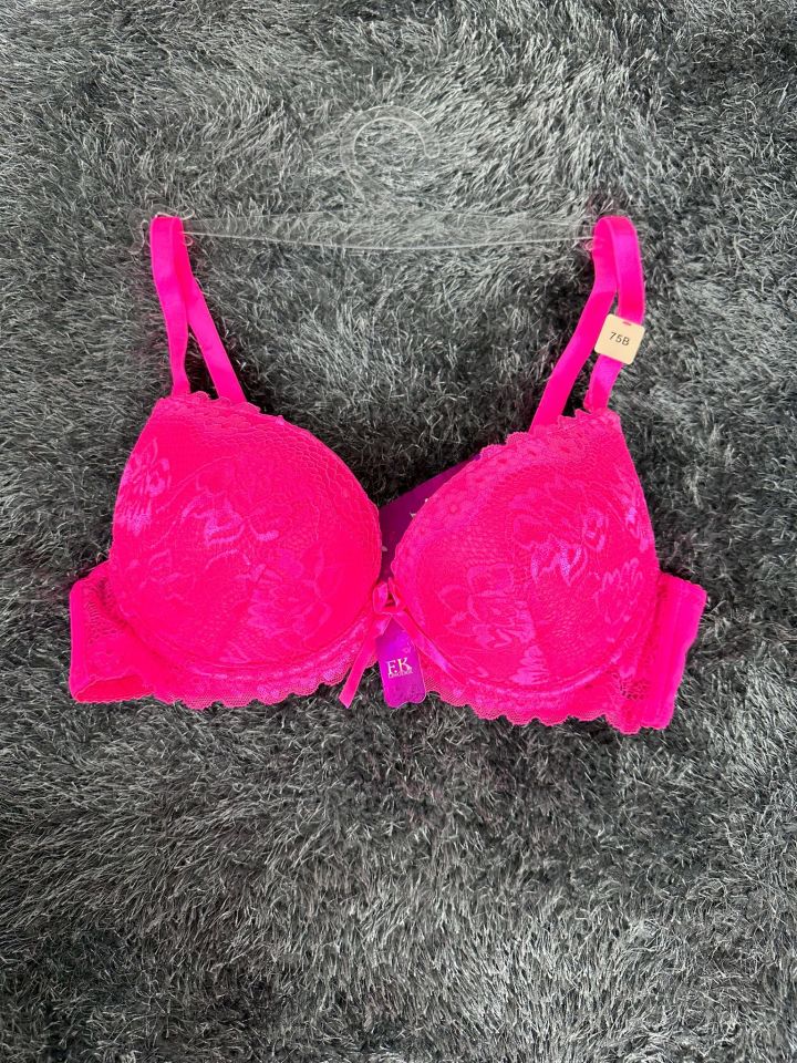 Barbie Pembe Double Push-up Dantelli Balenli İthal Sütyen -244 Pembe - 75B