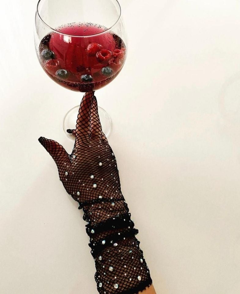 Jess File Parlak Taşlı Şık Eldiven Siyah - Tek Ebat