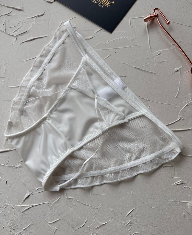 Lucia Japon Style Arkası Tül Saten Kurdele Detaylı Cheeky Külot/Slip-2858 Ekru - S