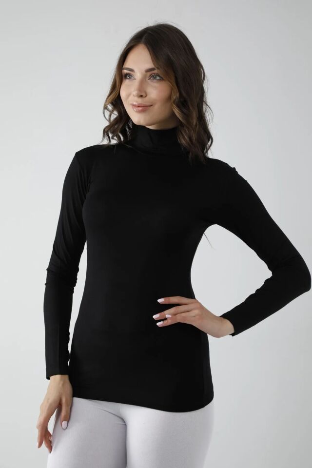 Vivaldi Kadın Sİyah Uzun Kol Balıkçı Body Likralı 353 L-XL