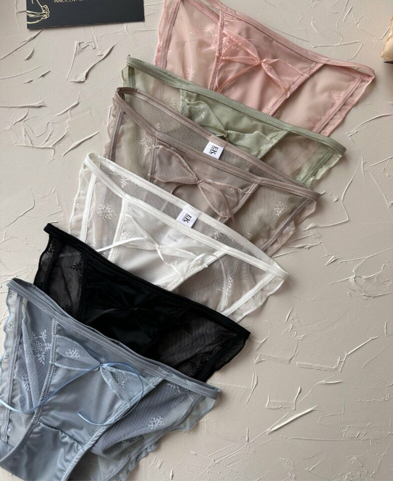 Lucia Japon Style Arkası Tül Saten Kurdele Detaylı Cheeky Külot/Slip-2858 Yeşil - XL