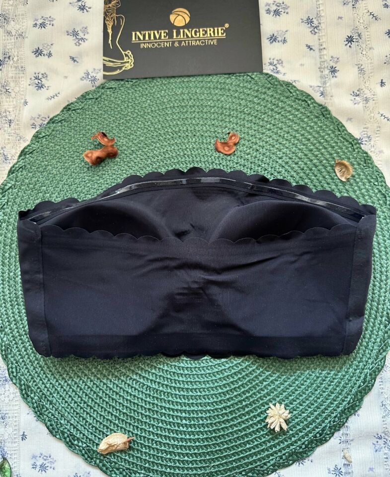 Hazel Silikonlu Askısız Balensiz Lazer Kesim Dikişsiz Çıkarılabilir Padli İthal Straplez Sütyen Siyah - S