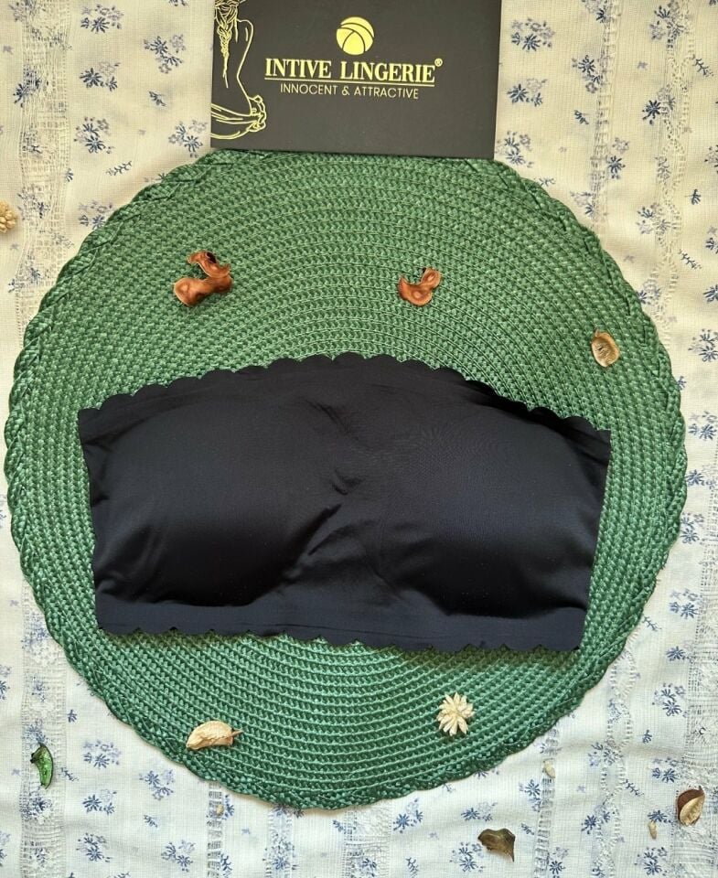 Hazel Silikonlu Askısız Balensiz Lazer Kesim Dikişsiz Çıkarılabilir Padli İthal Straplez Sütyen Siyah - L