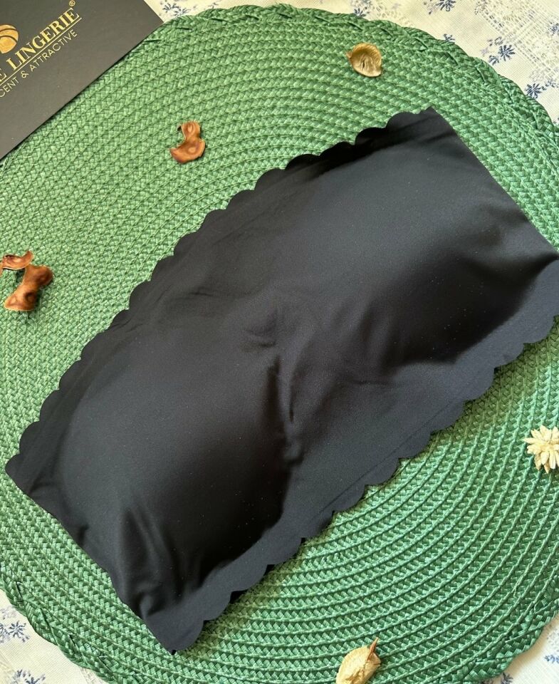 Hazel Silikonlu Askısız Balensiz Lazer Kesim Dikişsiz Çıkarılabilir Padli İthal Straplez Sütyen Siyah - L