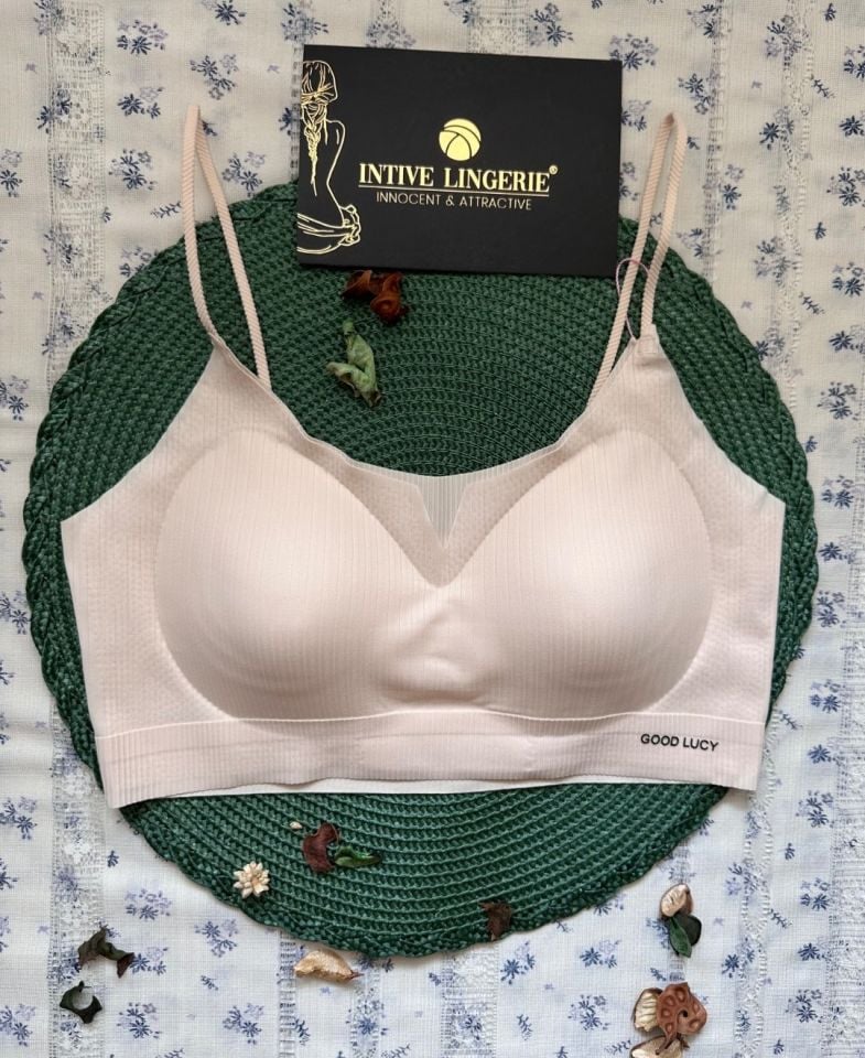Valentina Fitilli İnce Askılı Hafif Destekli Kopçasız Dikişsiz Lazer Kesim Bralet/Sütyen/Büstiyer Pudra  - XL-XXL
