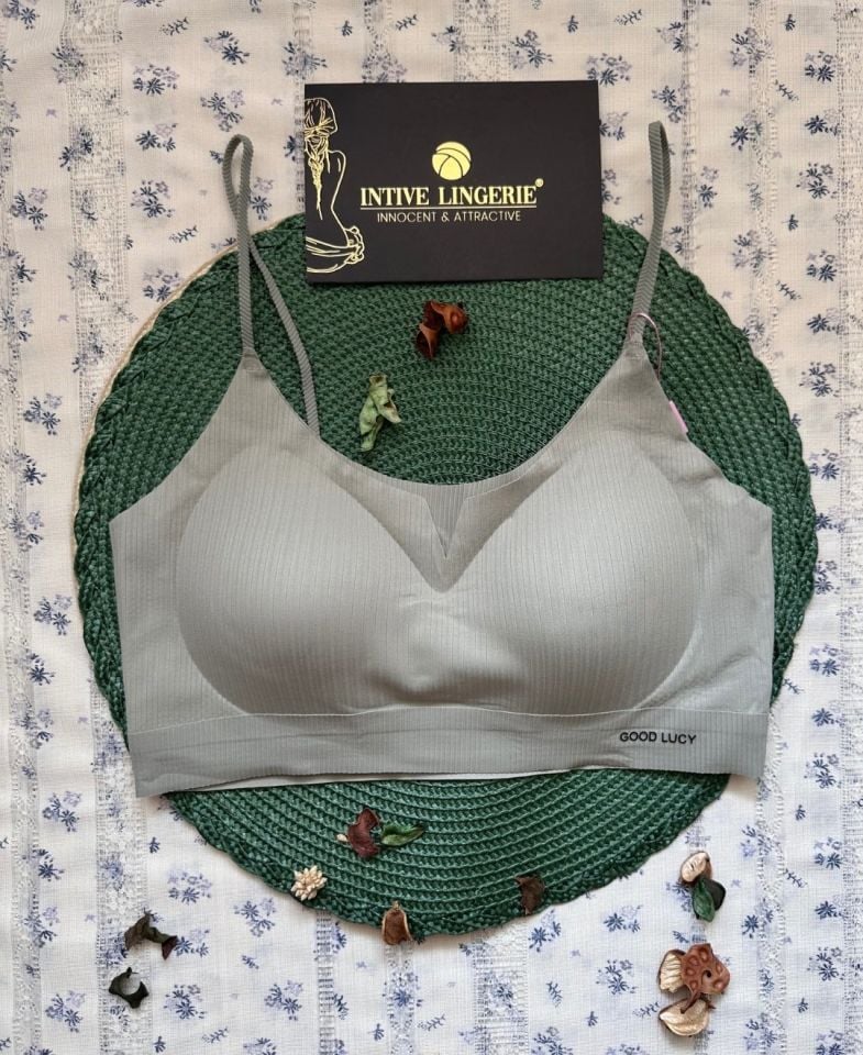 Valentina Fitilli İnce Askılı Hafif Destekli Kopçasız Dikişsiz Lazer Kesim Bralet/Sütyen/Büstiyer Su Yeşili - M/L