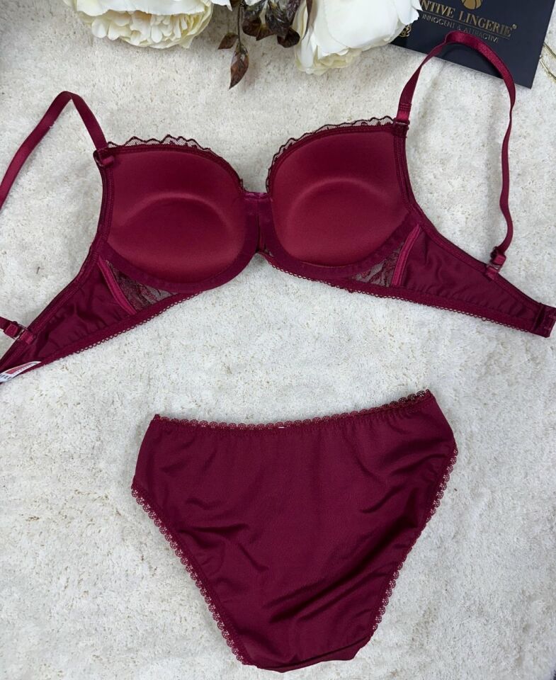 Le Jardin Parlak Simli İpli Brodeli Push-up Sütyen Külot Takım-5065