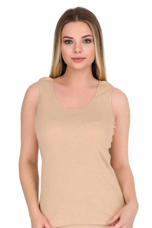 Geniş Askılı Elestan Likralı Kadın Atlet Ten 2127B M