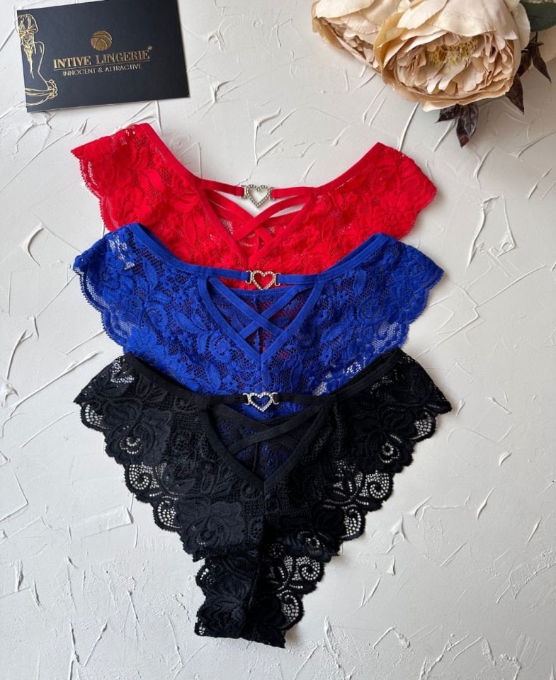 Intive Arkası Kalp Aksesuarlı Yumuşak Dantelli Brazilian Tanga