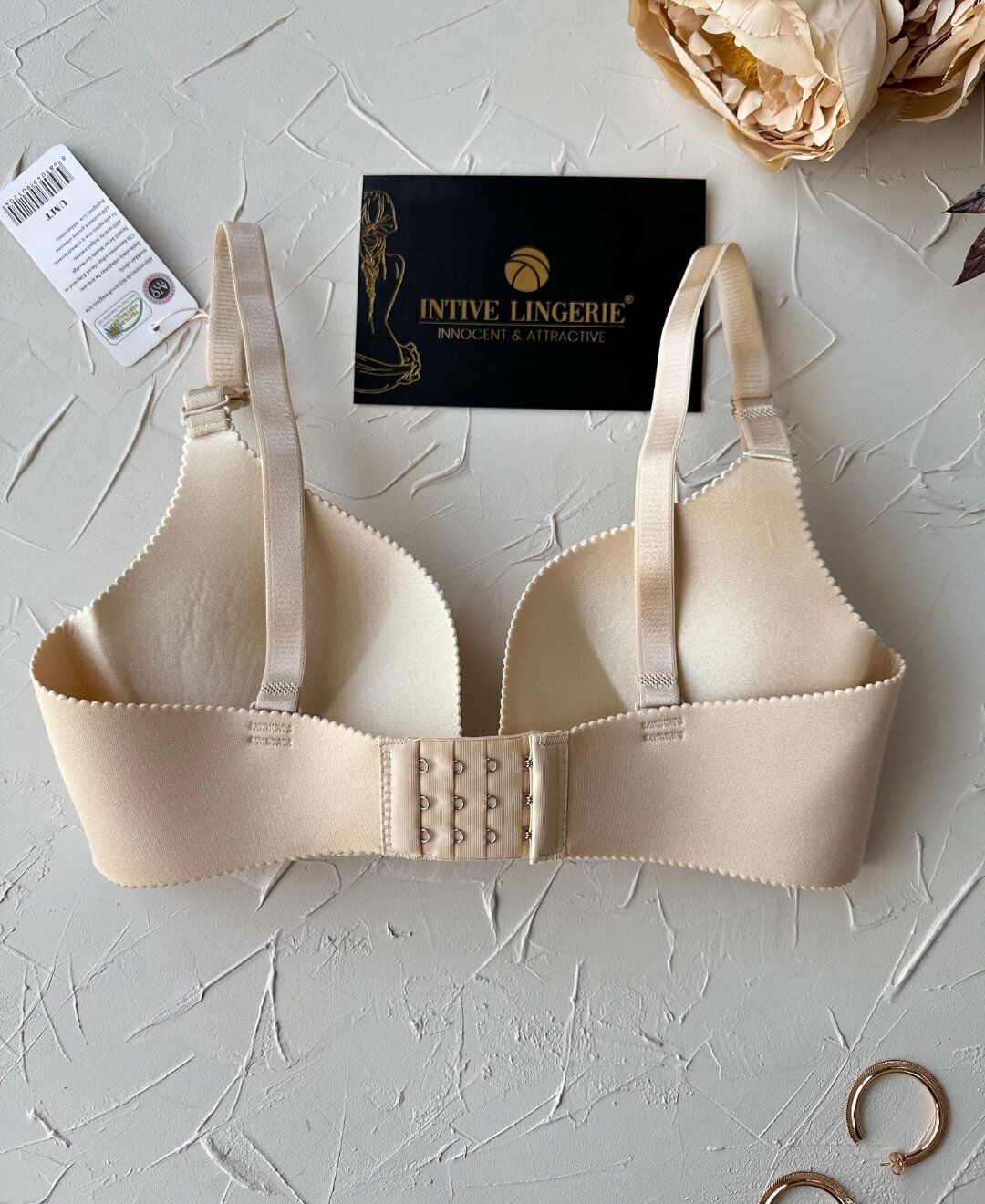 Angelina Push-up Balensiz Dikişsiz V Yaka İthal Kaliteli Düz Renk İz Belli Etmez Sütyen Ten Rengi - 75B