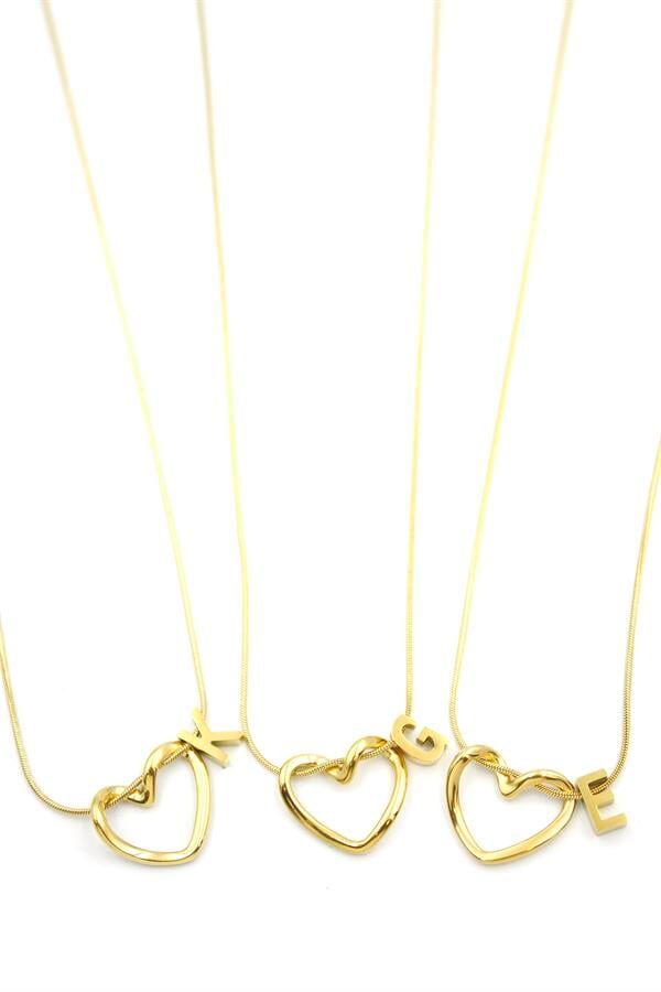 24'lü Kalp Harf Kolye - Altın Altın