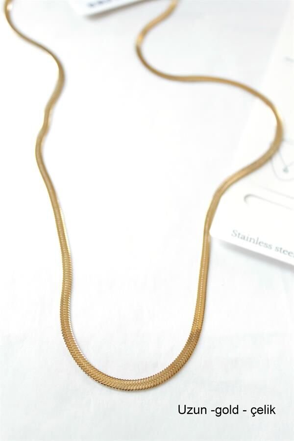 Uzun  İtalyan Çelik  Kolye-60cm - Altın Altın