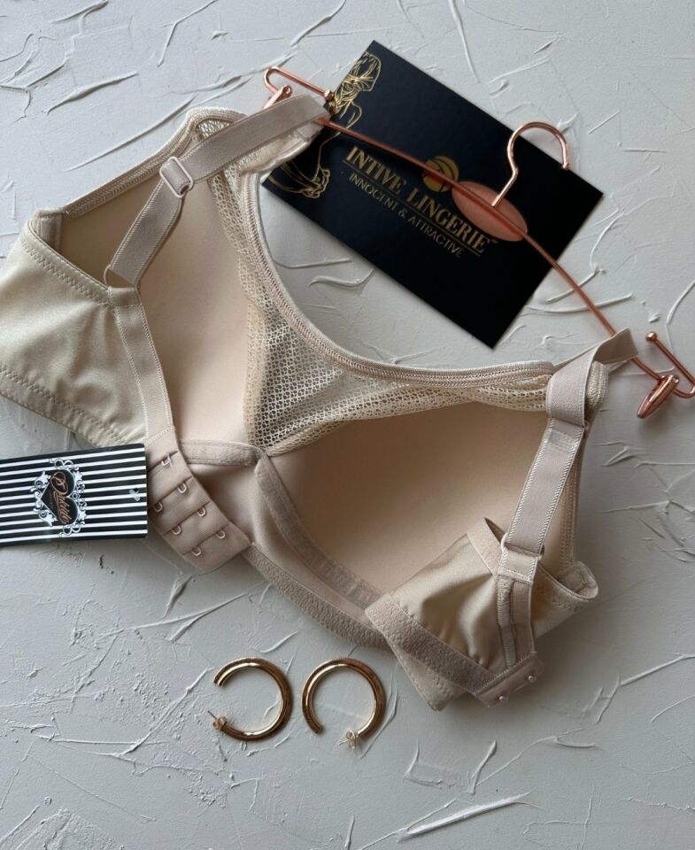 Orkide Kutulu Önü Fileli Balensiz Desteksiz Ultra Rahat Soft Cup Günlük Sütyen Bej - 90B
