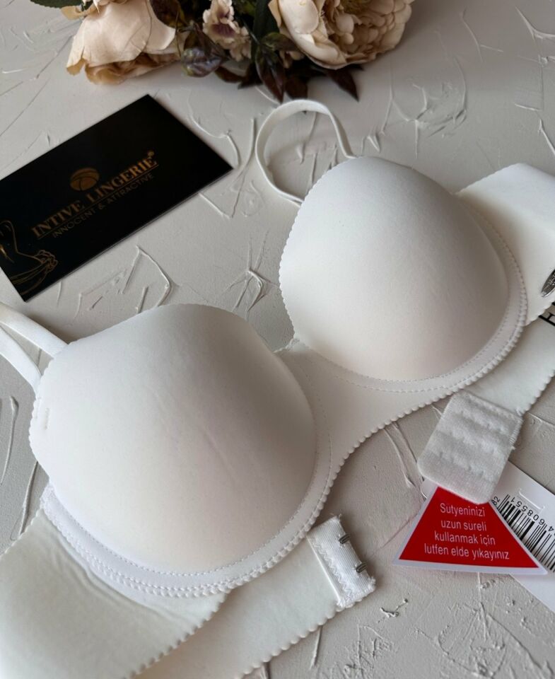 Billie İthal Lazer Kesim İz Belli Etmeyen Balenli Desteksiz Kaliteli Sütyen- FK382 Beyaz - 85B