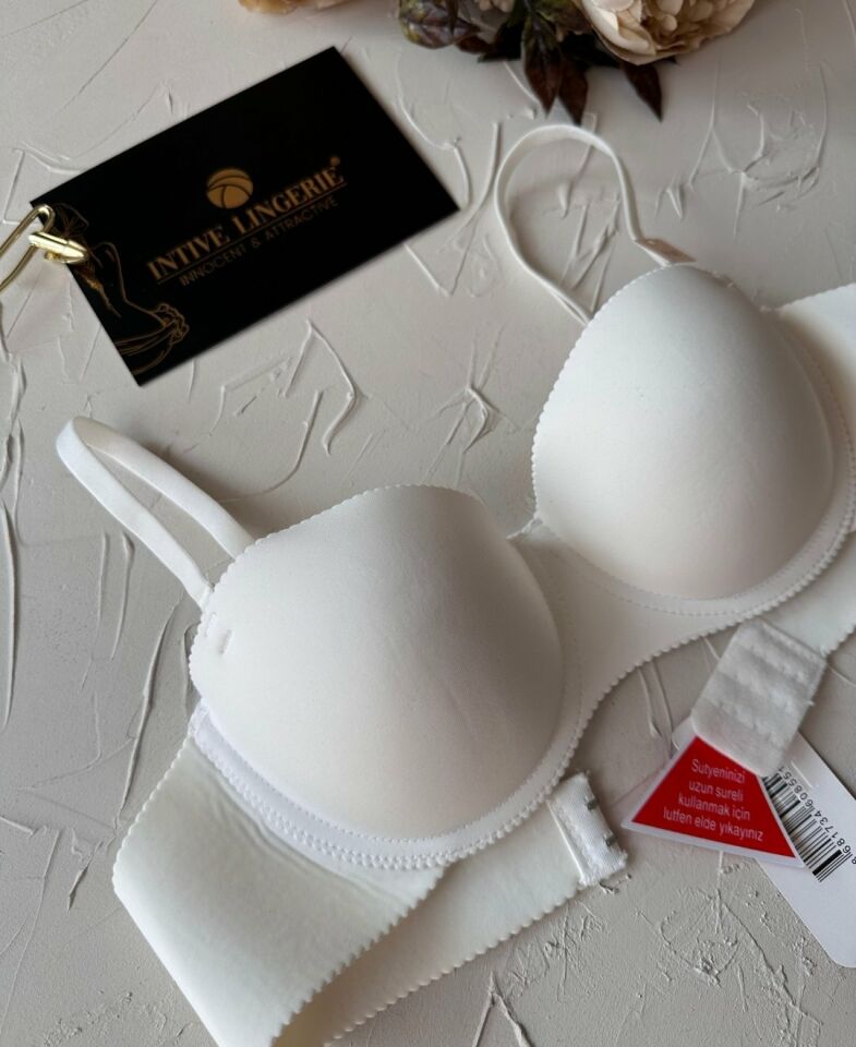 Billie İthal Lazer Kesim İz Belli Etmeyen Balenli Desteksiz Kaliteli Sütyen- FK382 Beyaz - 85B