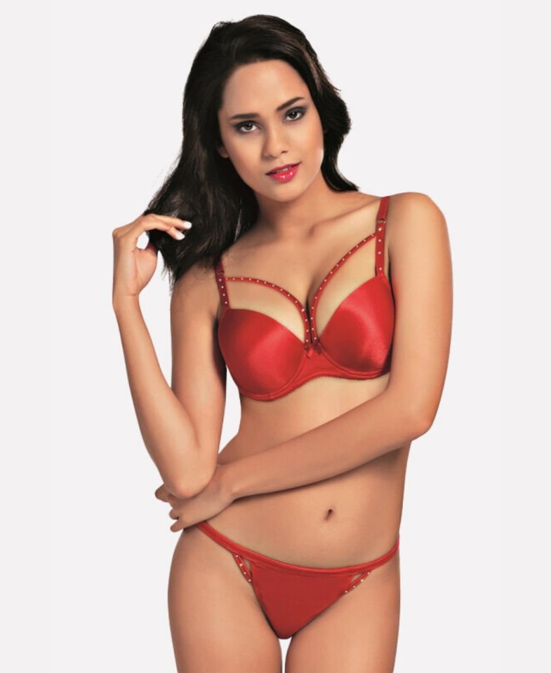 NBB Taş Yapıştırma Dekolte Şerit Detaylı Push-up Sütyen Takım -4011