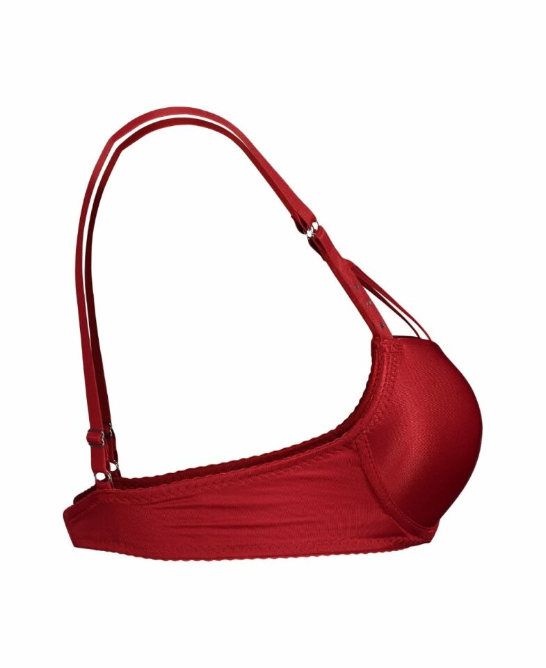 NBB Taş Yapıştırma Dekolte Şerit Detaylı Push-up Sütyen Takım -4011 Kırmızı - 75B