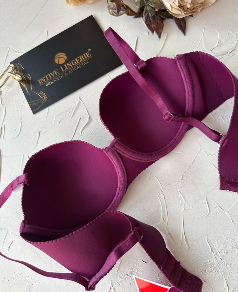 Billie İthal Lazer Kesim İz Belli Etmeyen Balenli Desteksiz Kaliteli Sütyen- FK382 Mürdüm - 85B