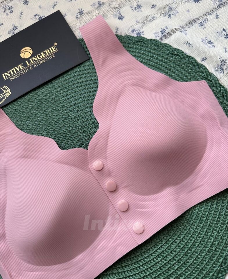 Elise İthal Fitilli Önü Çıtçıt Düğmeli Açılabilen Üstün Kalite Dikişsiz Bralet Pudra Pembe - L